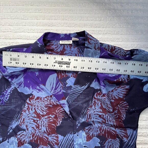 Vintage Vogue Alley Button Down Top Skirt Set Size 4 Purple Pure Silk Printed - Picture 4 of 13
